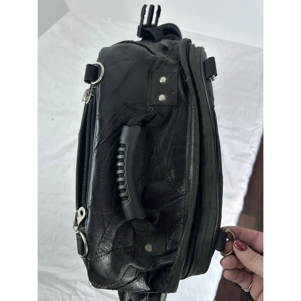 Diamond Plate Buffalo Leather Motorcycle Storage Bag Luggage